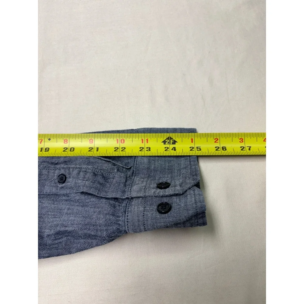 Banana Republic Mens Blue Chambray Untucked Slim Fit Cotton Shirt Large L
